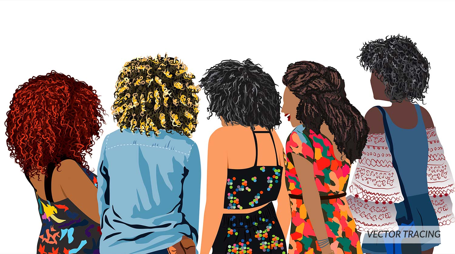 Afro American Girls half body image showing there hair styles