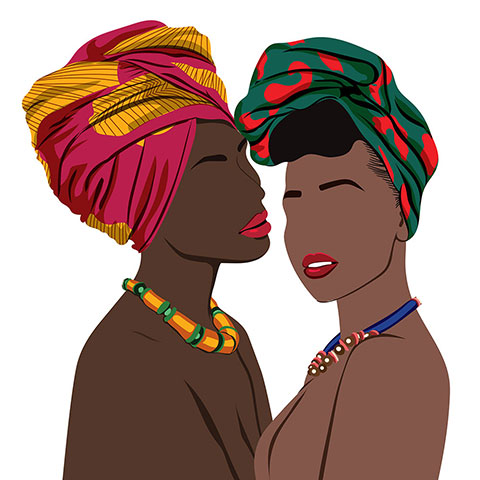 two Zulu girl wearing there cultural head bands and jewellery