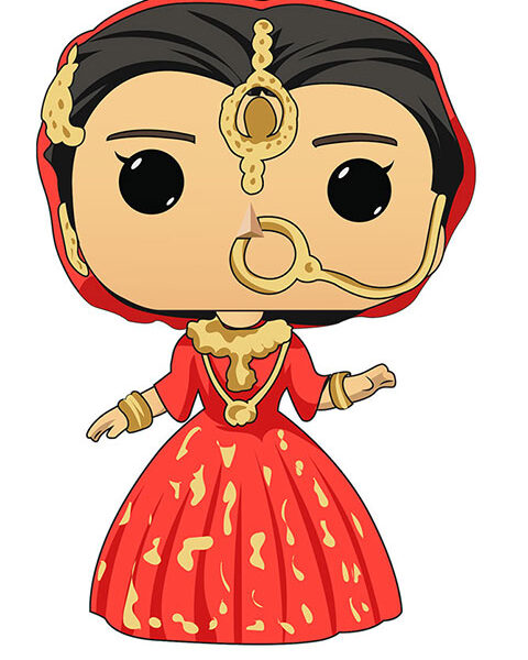Vector art of a Asian Braide in traditional red dress and Jewellery