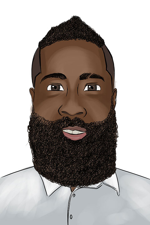 digital Portrait of a Afro-American man with beard