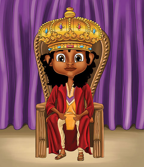 Digital paint of a African Prince , Sitting on throne with Gold crown and red robe